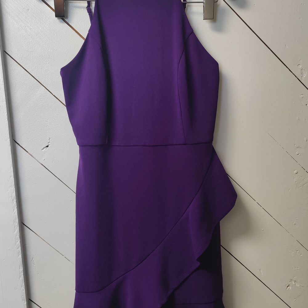 Lulu's Purple Asymmetrical Halter Sheath Dress
